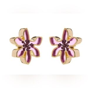 Oscar de la Renta Floral Gold and Pink Earrings